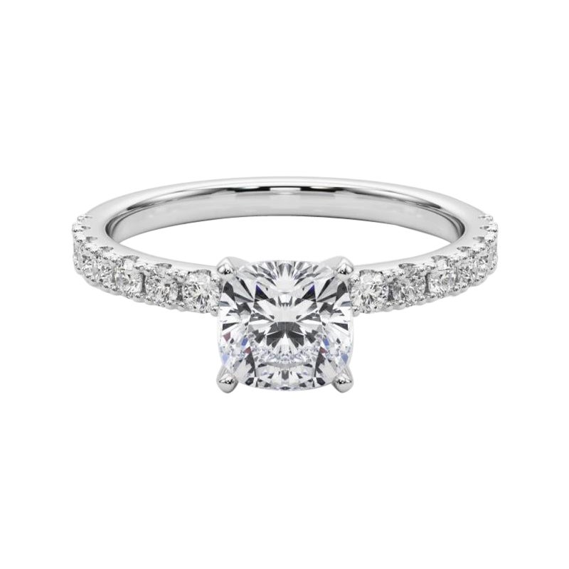 GIA 2.01ct Cushion Solitaire with Half Eternity  Bague en diamant