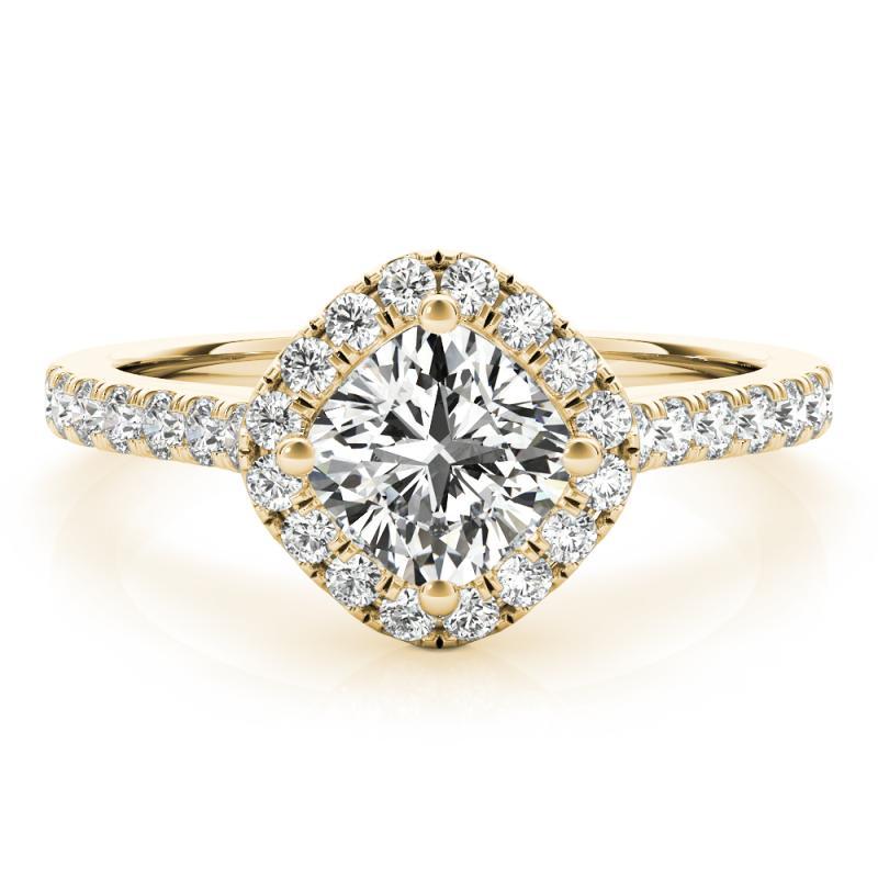 GIA 2.01ct Cushion Square Halo Filigree Flower Pave Yellow Gold Diamond Ring Neuf - En vente à New York, NY