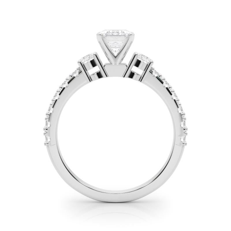 GIA 2.01ct Emerald Three-Stone with Diamond Shank (Émeraude à trois pierres avec tige en diamant)  Bague en diamant Neuf - En vente à New York, NY