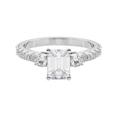 GIA 2.01ct Smeraldo a tre pietre con gambo di diamante  Anello con diamante