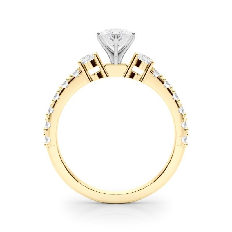 GIA 2.01ct Marquise Three-Stone with Diamond Shank 18K Yellow Gold Diamond Ring (bague à diamant en or jaune 18K) Neuf - En vente à New York, NY