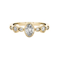 GIA 2,01ct Anello ovale con castone e pietre multiple a grana fine in oro giallo 18 carati