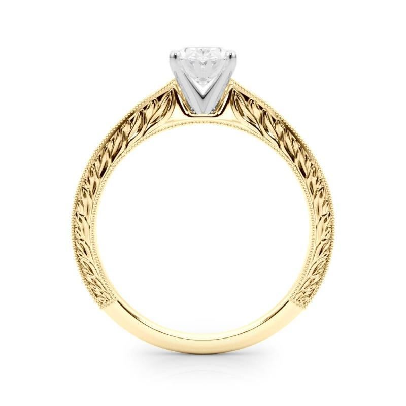 GIA 2.01ct Anillo de Diamantes Clásico Ovalado Solitario Grabado Antiguo de Oro Amarillo en Nuevo estado para la venta en New York, NY