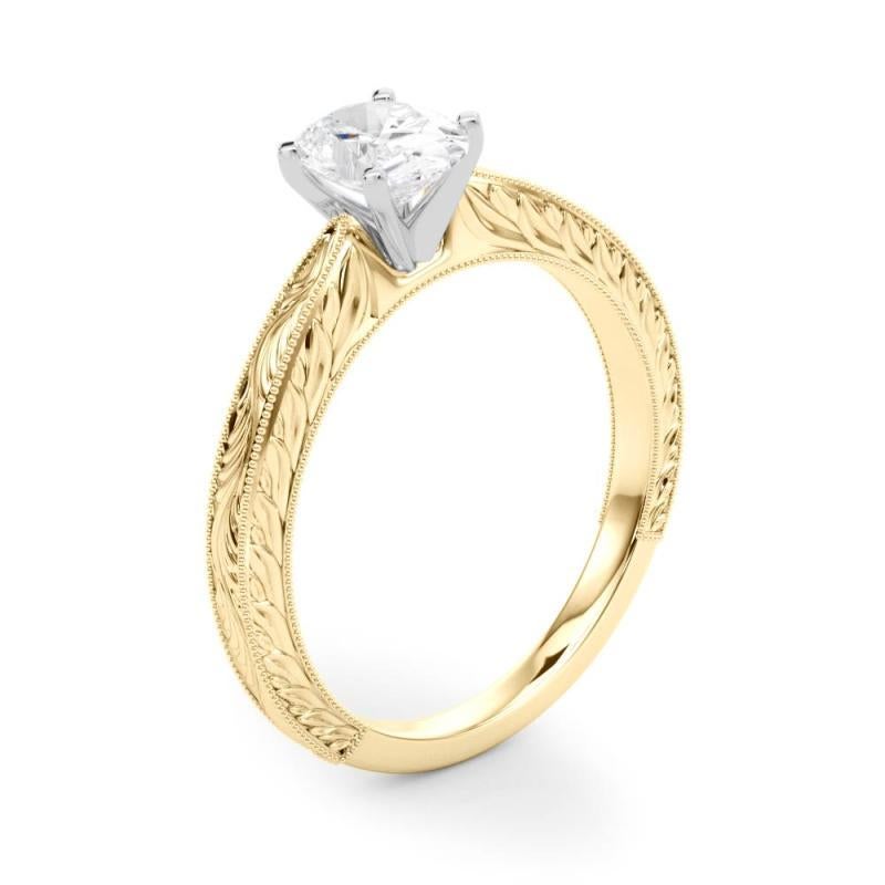 GIA 2.01ct Anillo de Diamantes Clásico Ovalado Solitario Grabado Antiguo de Oro Amarillo en venta 1