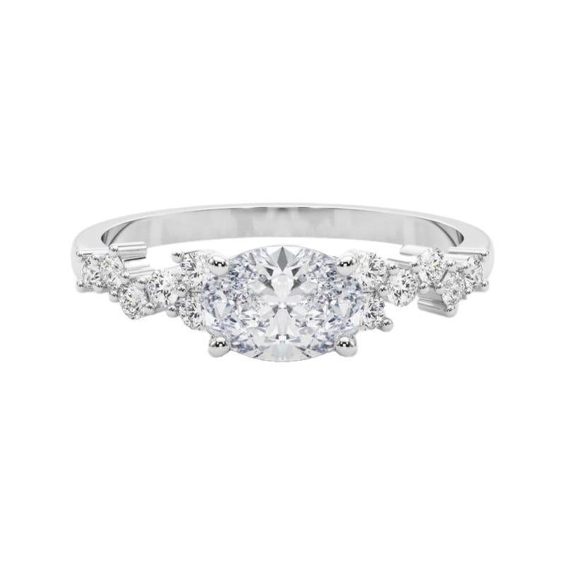 GIA 2.01ct Oval East West Trellis Seite Stein  Diamantring
