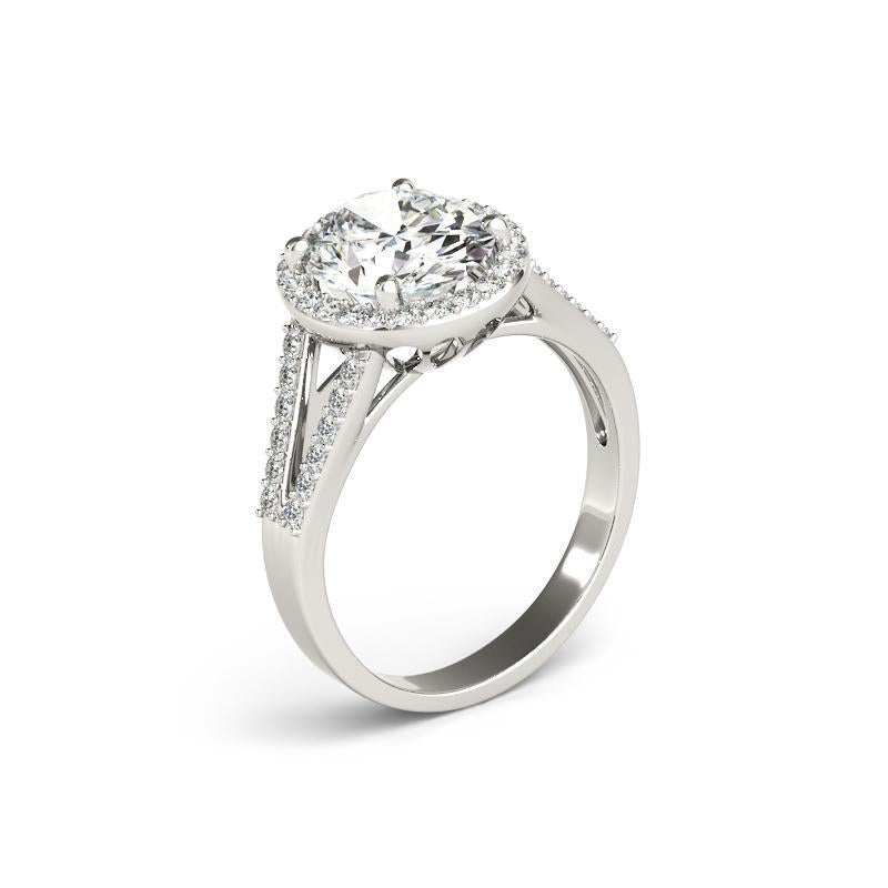 Women's GIA 2.01ct Oval Halo Openwork Basket Cathedral  Diamond Ring For Sale