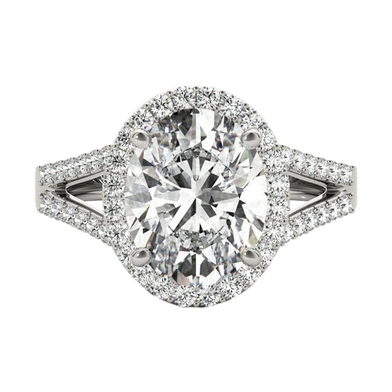 GIA 2.01ct Oval Halo Openwork Basket Cathedral  Diamond Ring