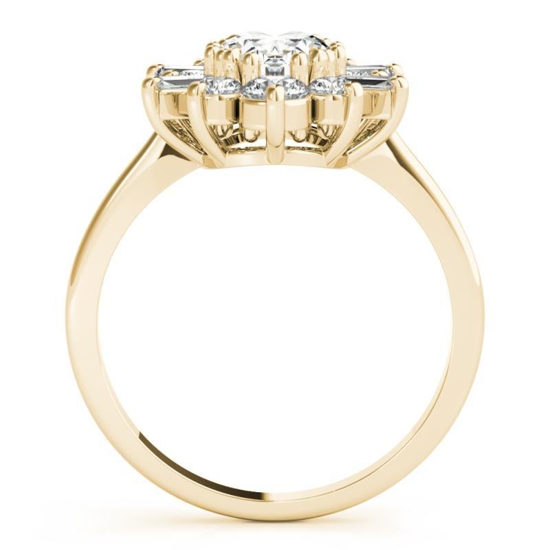 GIA 2.01ct Oval Icy Snowflake Flower Cluster 18K Gelbgold Diamantring im Zustand „Neu“ im Angebot in New York, NY
