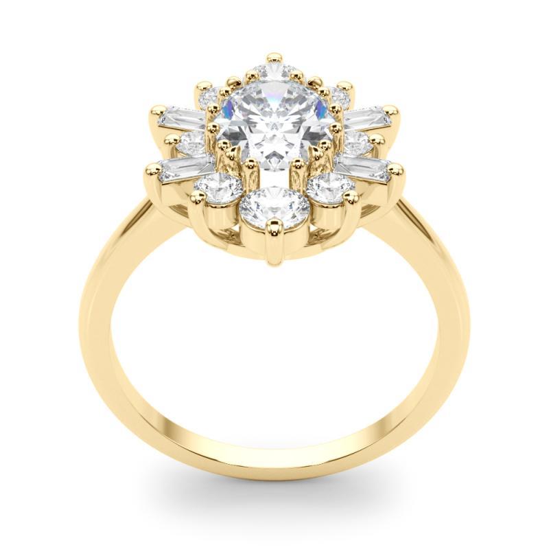 GIA 2.01ct Oval Icy Snowflake Flower Cluster 18K Gelbgold Diamantring Damen im Angebot
