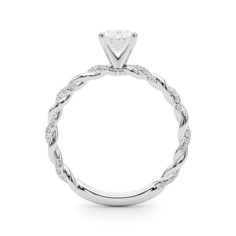 GIA 2,01ct Oval Micro Pave verdreht Geflecht Band 18K Weißgold Diamantring im Zustand „Neu“ im Angebot in New York, NY