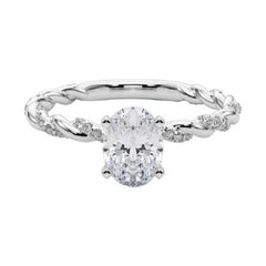 GIA 2,01ct Oval Micro Pave Twisted Braid Band Oro bianco 18K Diamond GIA 2,01ct Oval Micro Pave Twisted Braid Band Oro bianco 18K Diamond