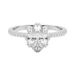GIA 2.01ct Anello di diamanti ovali a fiore multiplo in oro bianco vintage