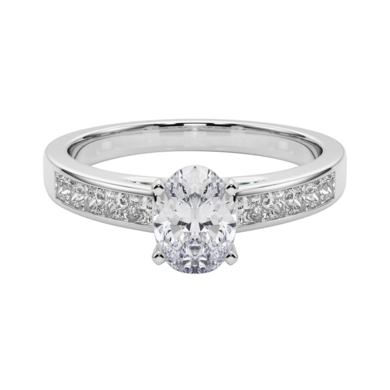 GIA 2.01ct Anello con diamante ovale Princess Channel Solitario Centrale