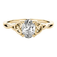 GIA 2.01ct Oval Solitaire Openwork Celtic Knot 18K Yellow Gold Diamond Ring