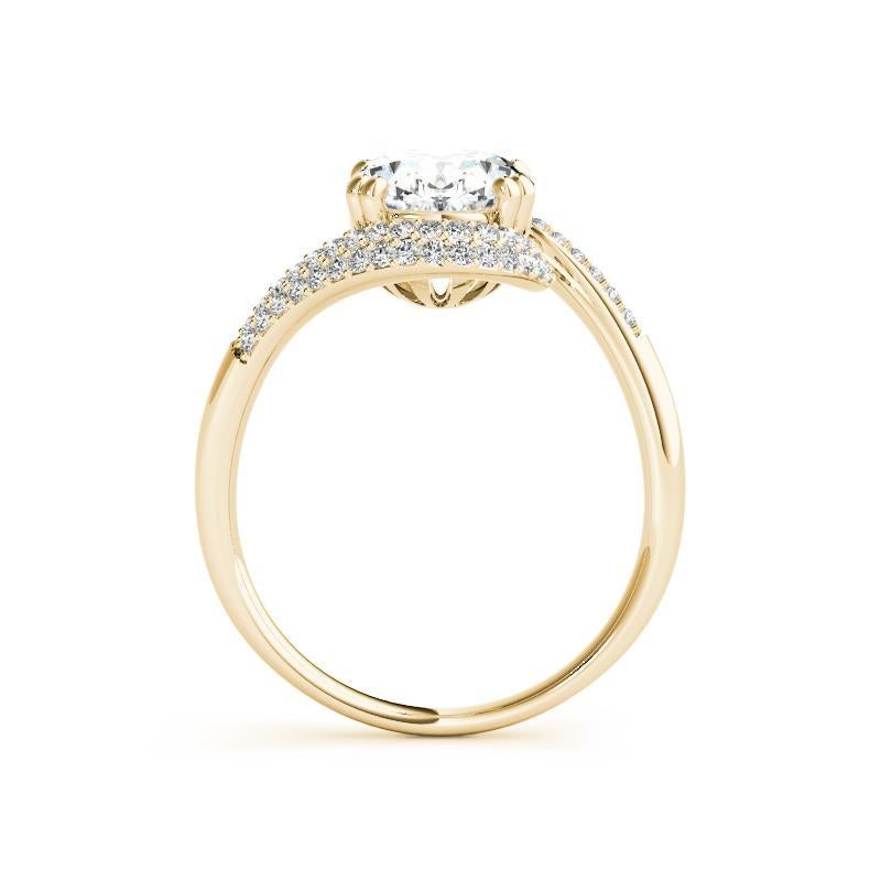 GIA Anillo de diamantes de oro amarillo de 18 quilates con solitario oval de 2,01 ct y mango curvado con pavé en Nuevo estado para la venta en New York, NY