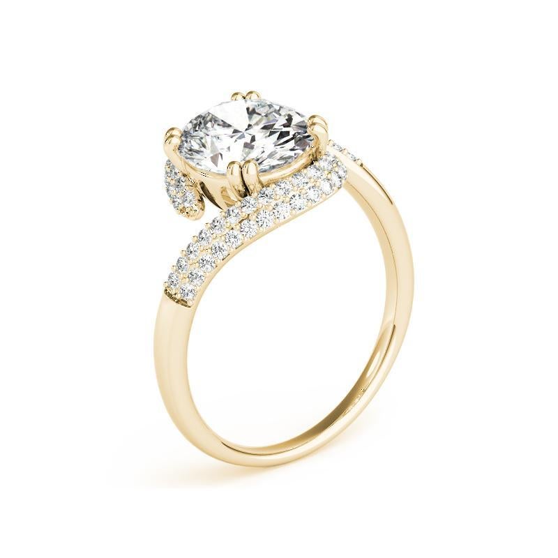 De las mujeres GIA Anillo de diamantes de oro amarillo de 18 quilates con solitario oval de 2,01 ct y mango curvado con pavé en venta