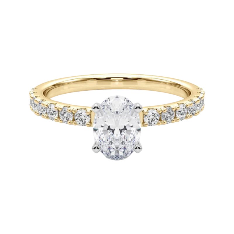 GIA 2.01ct Oval Solitaire with Half Eternity 18K Yellow Gold Diamond Ring