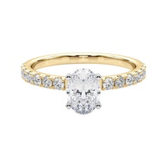 GIA 2.01ct Oval Solitaire with Half Eternity 18K Yellow Gold Diamond Ring