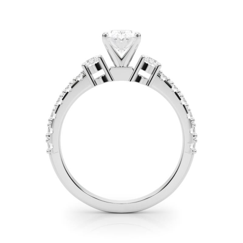GIA 2.01ct Oval Three-Stone with Diamond Shank 18K White Gold Diamond Ring (bague en or blanc à diamants de 2,01ct) Neuf - En vente à New York, NY