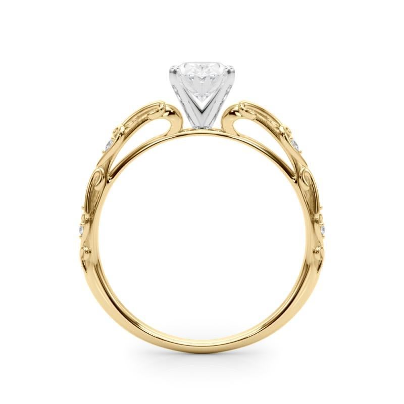GIA 2,01ct Oval Vintage 3-Stone Heart & Vine Anello con diamanti in oro giallo 18K In condizioni Nuovo in vendita a New York, NY