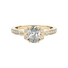GIA 2,01ct Anello ovale vintage con castone traforato in oro giallo cattedrale con diamante