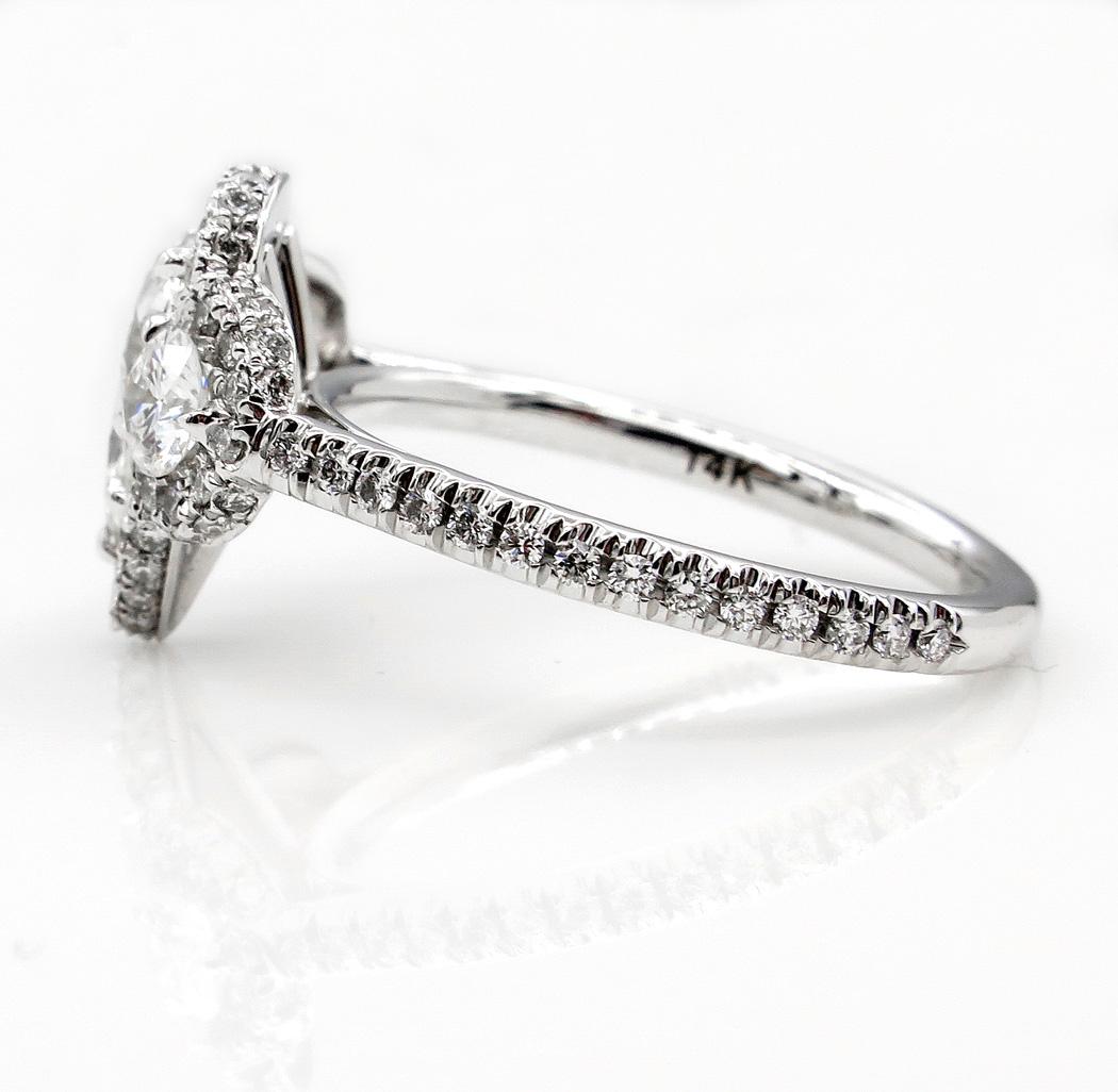 Pear Cut GIA 2.01 Carat Pear Shaped Diamond Three-Stone Wedding White Gold Ring