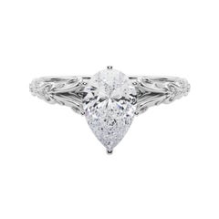 GIA 2,01ct Pear Vintage 3-Stone Heart & Vine  Anello con diamante