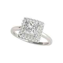GIA 2.01ct Princess Solitaire Double Square Halo 18K White Gold Diamond Ring