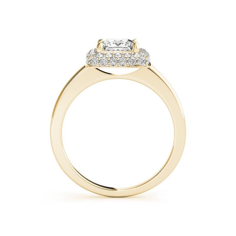 Taille princesse GIA 2.01ct Princesse Solitaire Double Halo Carré Bague diamant en or jaune 18K en vente