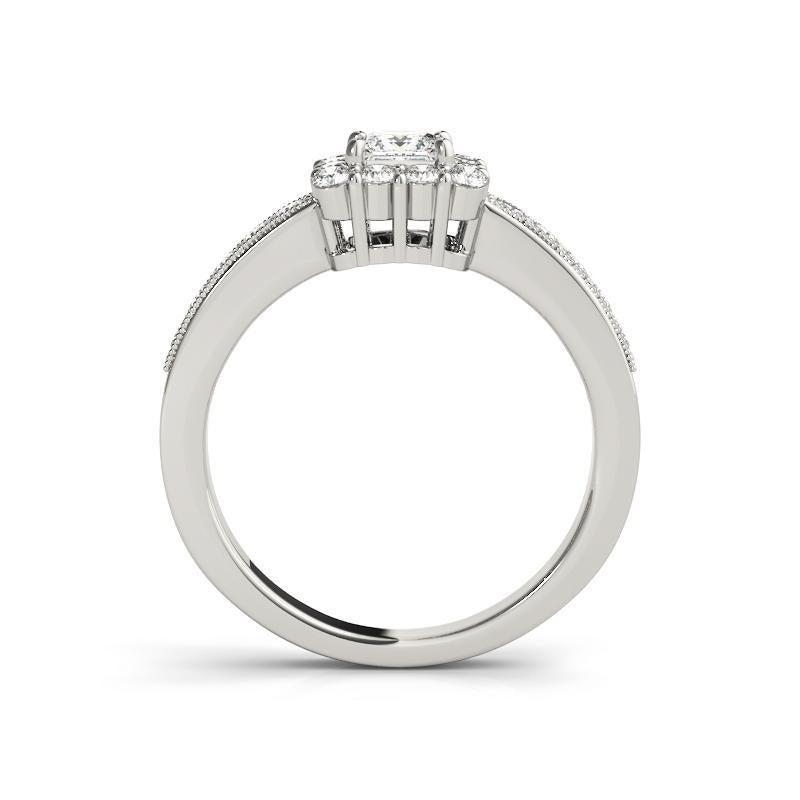 Taglio princess GIA 2,01ct Principessa Solitario Quadrato Cuscino Halo Anello di diamanti in oro bianco 18K in vendita