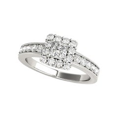 GIA 2,01ct Principessa Solitario Quadrato Cuscino Halo Anello di diamanti in oro bianco 18K