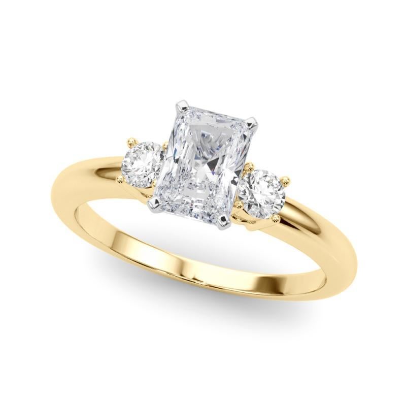 Taglio radiant GIA 2,01ct Radiant 3-Stone Past, Present & Future Anello con diamanti in oro giallo 18K in vendita