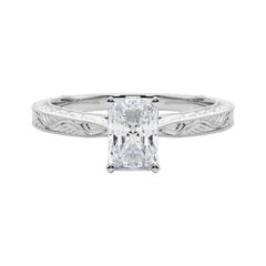 GIA 2.01ct Anillo de Diamantes Clásico Radiante Solitario Antiguo Grabado