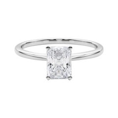 GIA 2.01ct Radiant Slim Band Prong Set Solitaire 18K White Gold Anillo de diamantes