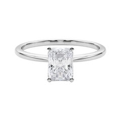 GIA 2.01ct Radiant Slim Band Prong Set Solitaire 18K White Gold Anillo de diamantes