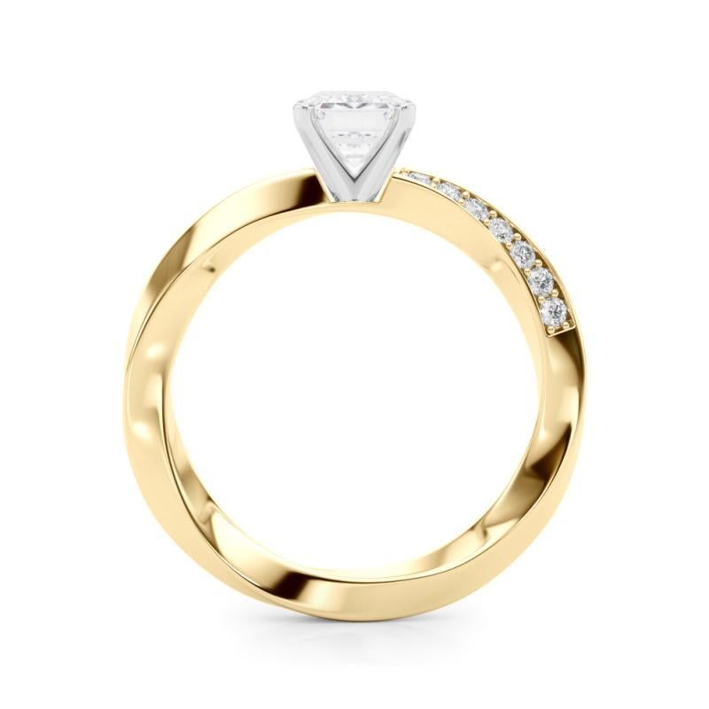 GIA 2.01ct Radiant Solitaire Twisted Square Band Bague diamant en or jaune 18K Neuf - En vente à New York, NY