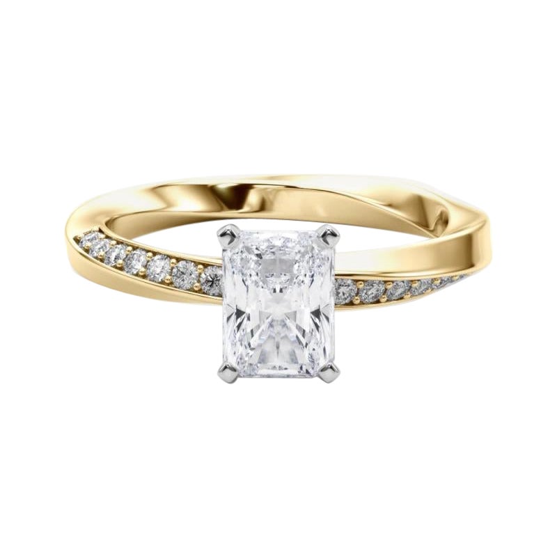 GIA 2,01ct Radiant Solitaire Twisted Square Band in oro giallo 18K Diamond Ring