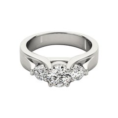 GIA 2.01ct Tondo a 3 pietre smussate a fascia Cathedral  Anello con diamante