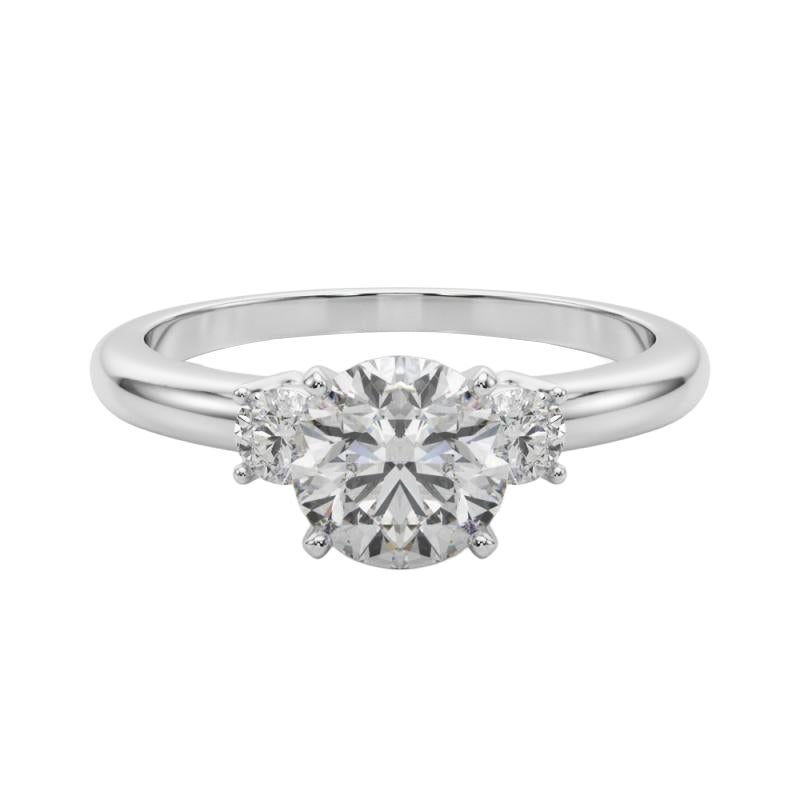 GIA Anello con 3 pietre rotonde da 2,01 carati Passato, Presente e Futuro in oro bianco 18 carati in vendita