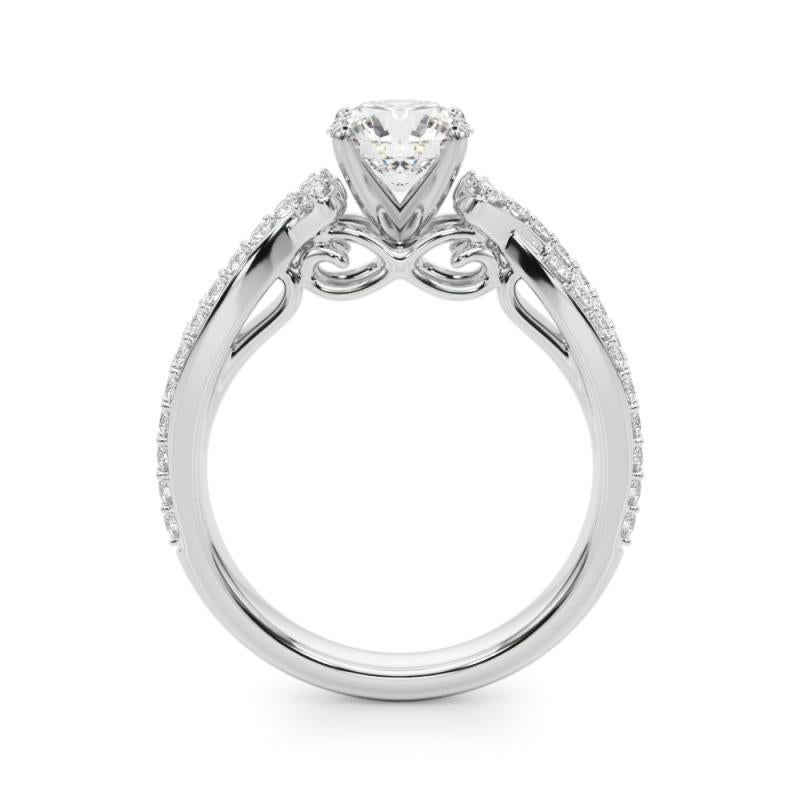 Taglio rotondo GIA 2,01ct Round Crossover Double Band Anello vintage con diamanti in oro bianco 18 carati in vendita