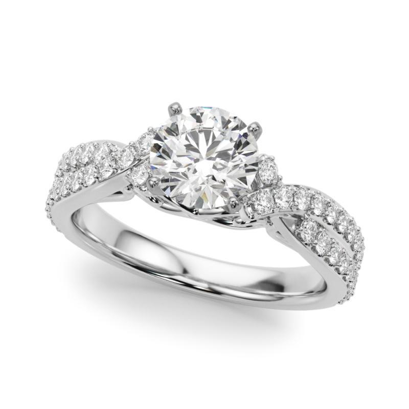 GIA 2,01ct Round Crossover Double Band Anello vintage con diamanti in oro bianco 18 carati