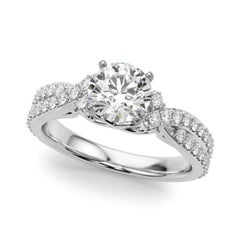GIA 2,01ct Round Crossover Double Band Anello vintage con diamanti in oro bianco 18 carati