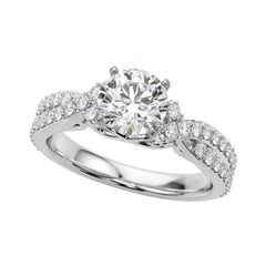 GIA 2,01ct Round Crossover Double Band Anello vintage con diamanti in oro bianco 18 carati