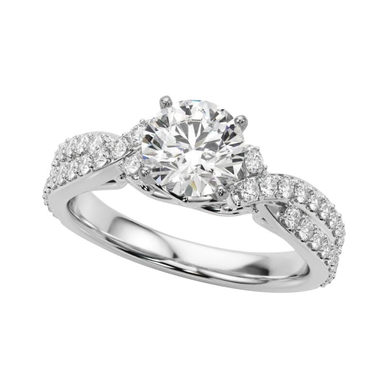GIA 2,01ct Rotondo Crossover Doppia Fascia Vintage  Anello con diamante