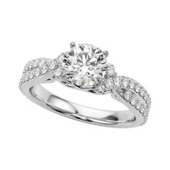 GIA 2,01ct Rotondo Crossover Doppia Fascia Vintage  Anello con diamante