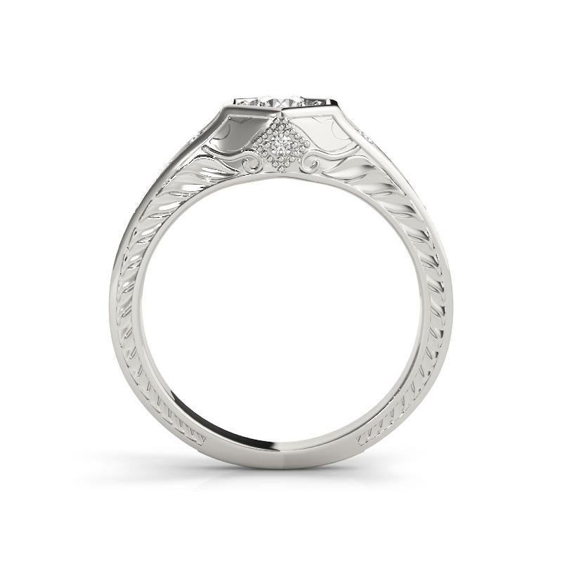 Taglio rotondo GIA 2,01ct Anello di diamanti vintage con solitario geometrico rotondo e castone in vendita