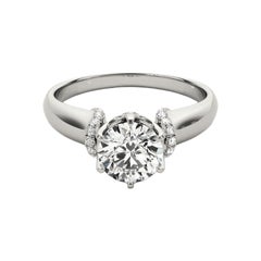 GIA 2.01ct Round Hidden Halo Tulip 6-Prong Vintage White Gold Diamond Ring