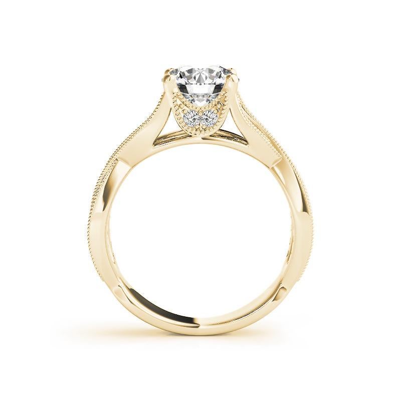 Taglio rotondo GIA 2,01ct Anello con diamanti tondi a grana fine, simbolo dell'infinito, Pave in oro giallo 18K in vendita