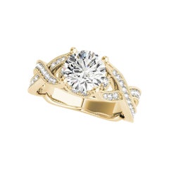 GIA 2,01ct Anello con diamanti tondi a grana fine, simbolo dell'infinito, Pave in oro giallo 18K