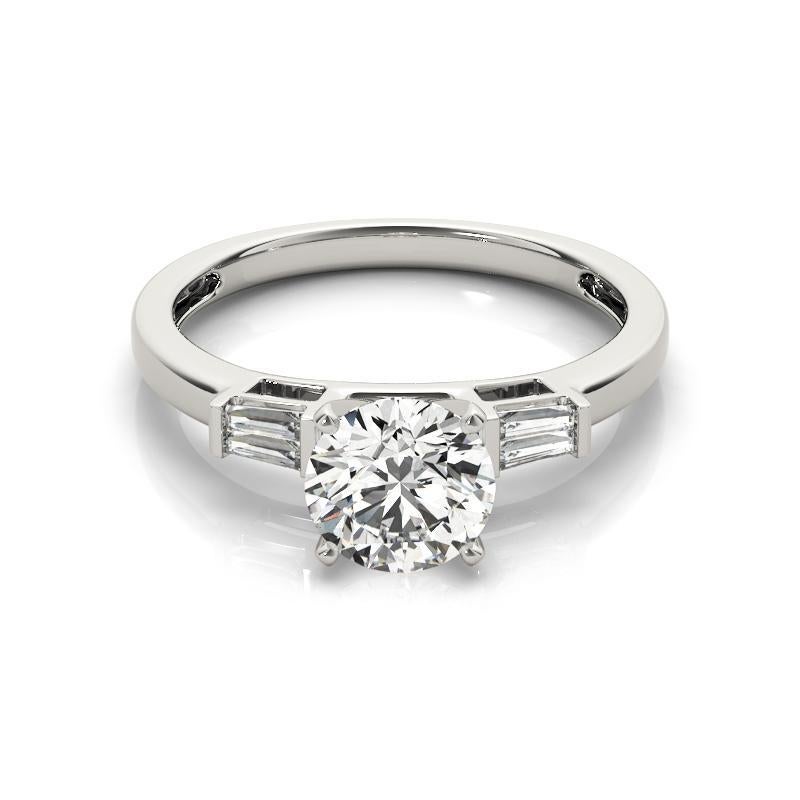 GIA 2.01ct Round Solitaire & Channel Baguette  Diamond Ring
